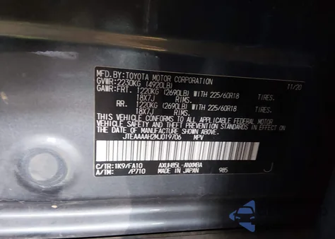 2021 Toyota Venza Le из США, поврежденный, VIN JTEAAAAH2MJ019706